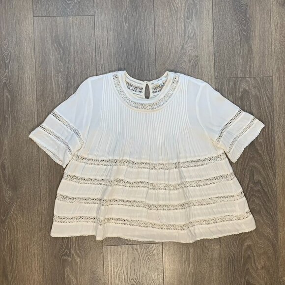 Aritzia Wilfred Beaudry Babydoll Blouse top Short SleevePeasant Cream Size XS - Picture 2 of 16